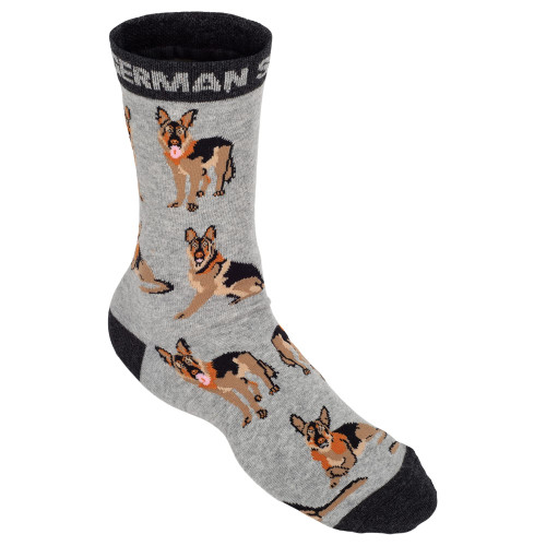 German Shepherd Grey Ladies Socks  (Fits Shoe Size 6-9)