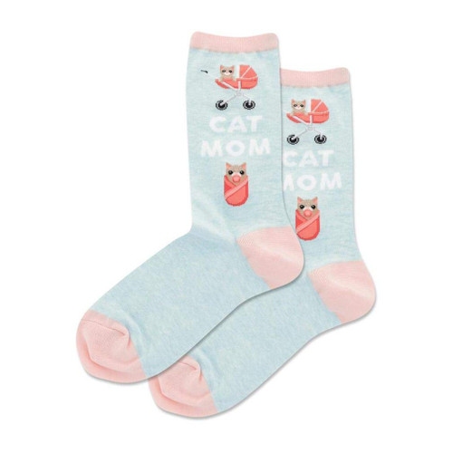 Cat Mom Mint Melange Ladies Crew Socks