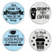Enthoozies Coffee Phrases Memes 1.5 Inch Diameter Pinback Buttons - 4 Pack V2