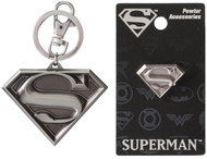 Bundle 2 Items: One (1) Superman Pewter Keychain and One (1) Pewter Lapel Pin