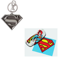 Bundle 2 Items: Superman Eyeglass Case and Pewter Keychain