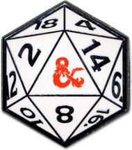 Dungeons and Dragons 20 Sided Die Enamel Lapel Pin