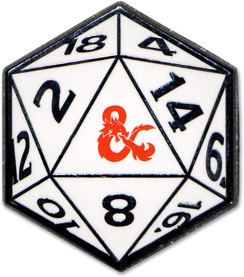 Dungeons and Dragons 20 Sided Die Enamel Lapel Pin