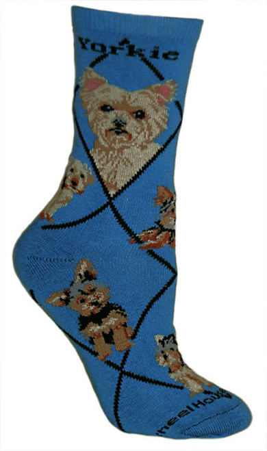 Yorkshire Terrier Puppy Dog Blue Cotton Ladies Socks