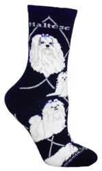 Maltese Dog Black Cotton Ladies Socks