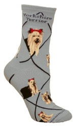 Yorkshire Terrier Dog Gray Large Cotton Socks (6 Pack)