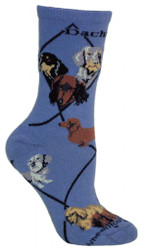 Dachshunds Dog Blue Large Cotton Socks (6 Pack)