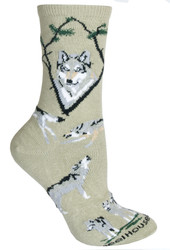 Wolf Gray Stone Large Cotton Socks (6 Pack)
