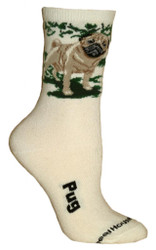 Fawn Pug Natural Color Large Cotton Socks (6 Pack)