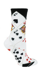 Casino Cards White Large Cotton Socks (6 Pack)