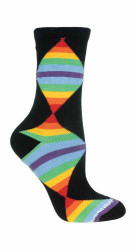 Rainbows Black Cotton Ladies Socks (6 Pack)