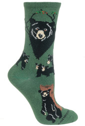 Black Bear Green Ladies Socks (6 Pack)