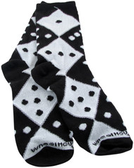 Casino Black and White Dice Black Ladies Socks (6 Pack)