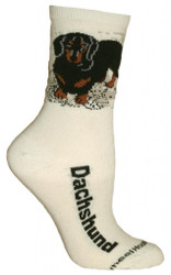 Black Dachshund Natural Color Large Cotton Socks (6 Pack)