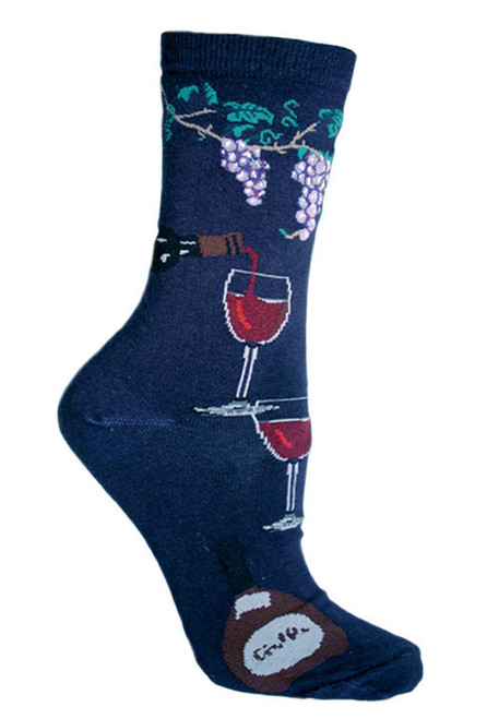 Wine Country Navy Large Cotton Socks (6 Pack)