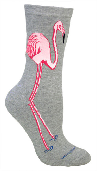 Flamingo Grey Large Cotton Socks (6 Pack)