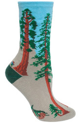Conifer Trees Light Blue Cotton Ladies Socks (6 Pack)
