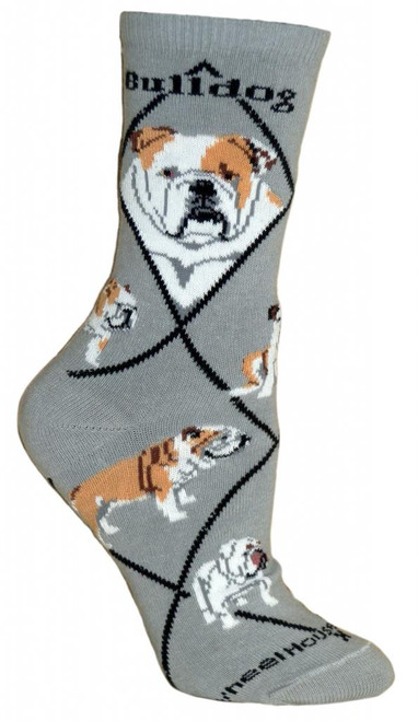 Bulldog Dog Gray Cotton Ladies Socks (6 Pack)