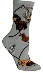 Dachshunds Dog Gray Cotton Ladies Socks (6 Pack)