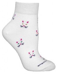 Cat Faces Cotton Ladies Anklet Socks (6 Pack)