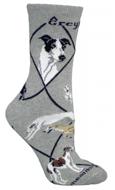 Greyhound Dog Gray Cotton Ladies Socks (6 Pack)