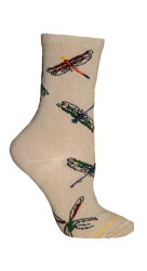 Dragonflies Tan Cotton Ladies Socks (6 Pack)