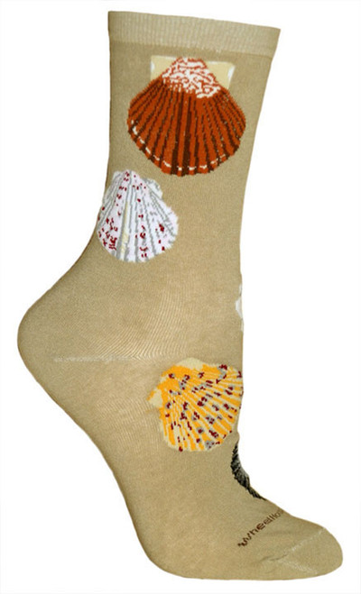 Shells Khaki Cotton Ladies Socks (6 Pack)