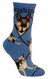 German Shepherd Dog Blue Cotton Ladies Socks (6 Pack)