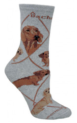 Red Dachshund Dog Gray Cotton Ladies Socks (6 Pack)