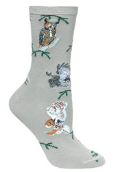 Owls Gray Ladies Socks (6 Pack)