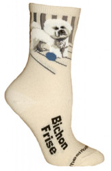 Bichon Frise Natural Color Cotton Ladies Socks (6 Pack)