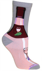 Blush Wine Bottle Cotton Ladies Socks (6 Pack)