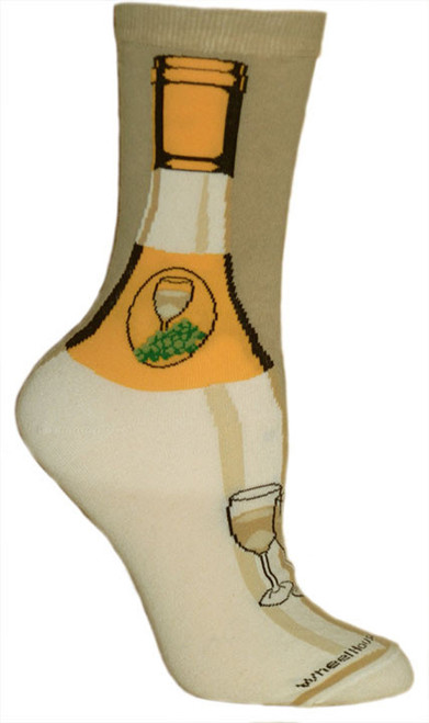 White Wine Bottle  Cotton Ladies Socks (6 Pack)