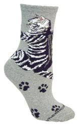 Cat Hug Gray Cotton Ladies Socks (6 Pack)