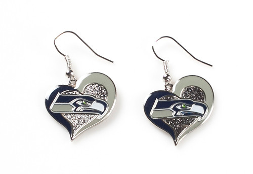 Seattle Seahawks Swirl Heart Earrings (6 Pack)