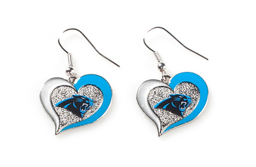 Carolina Panthers Swirl Heart Earrings (6 Pack)