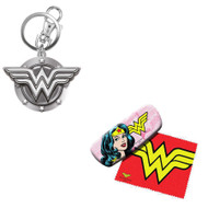 Bundle 2 Items: Wonder Woman Eyeglass Case and Pewter Keychain