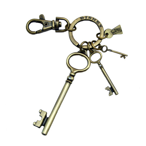 Alice in Wonderland Movie Brass Key with 3 Key Dangles Keychain (6 Pack)
