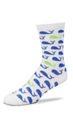 Whale Pattern White Medium Socks (6 Pack)