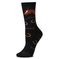 Horse Words Black Medium Socks (6 Pack)