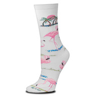 Flamingo Sunset White Medium Socks (6 Pack)