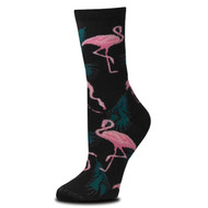 Flamingo Palm Black Medium Socks (6 Pack)