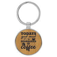 Enthoozies Todays Good Mood is Sponsored by Coffee Bamboo Laser Engraved Leatherette Keychain Backpack Pull - 1.5 x 3 Inches