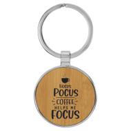 Enthoozies Hocus Pocus Coffee Helps Me Focus Bamboo 1.5" x 3.5" Laser Engraved Keychain