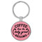 Enthoozies Coffee then the Daily Grind Begins Pink Laser Engraved Leatherette Keychain Backpack Pull - 1.5 x 3 Inches