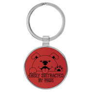 Enthoozies Easily Distracted by Paws Red Laser Engraved Leatherette Keychain Backpack Pull - 1.5 x 3 Inches v2