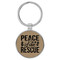 Enthoozies Peace Love Rescue Puppy Dog Light Brown Laser Engraved Leatherette Keychain Backpack Pull - 1.5 x 3 Inches