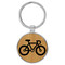 Enthoozies Bike Silhouette Biking Cycling Bamboo Laser Engraved Leatherette Keychain Backpack Pull - 1.5 x 3 Inches