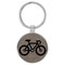 Enthoozies Bike Silhouette Biking Cycling Gray Laser Engraved Leatherette Keychain Backpack Pull - 1.5 x 3 Inches