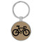 Enthoozies Bike Silhouette Biking Cycling Light Brown Laser Engraved Leatherette Keychain Backpack Pull - 1.5 x 3 Inches